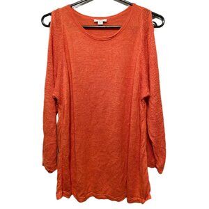 🍊 J. Jill Orange Linen Blend Split-Sleeve Lightweight Sweater | Size L